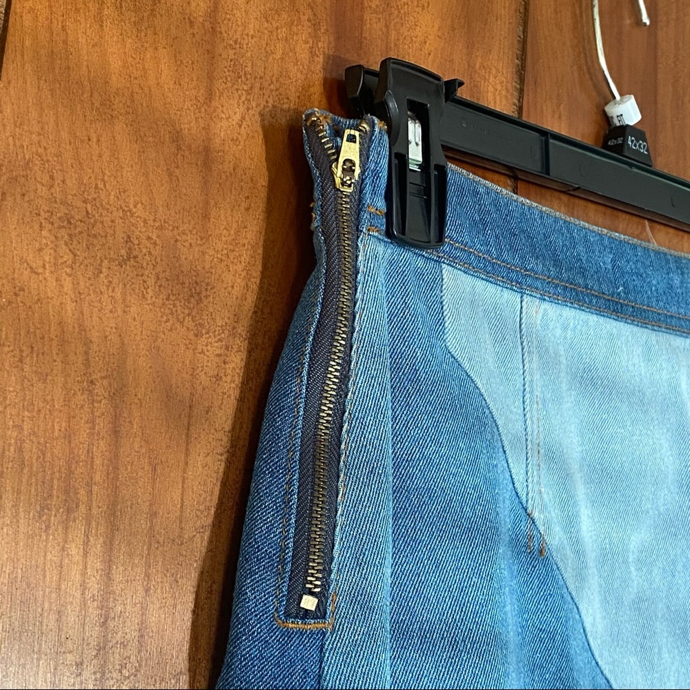 Life In Progress Color Block Denim Funky Mini Skir - Picture 7 of 7